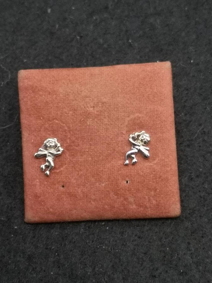 925 Silver earrings cherub