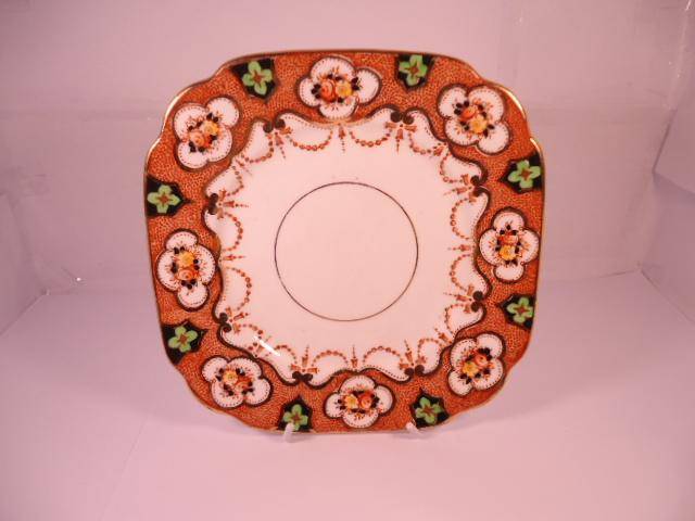 Royal Albert Bone China - 'Bronze Imari' - Single Square Side Plate with Stand