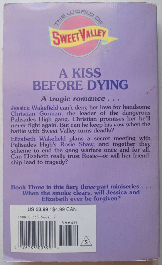 Sweet Valley High #122 A Kiss before Dying