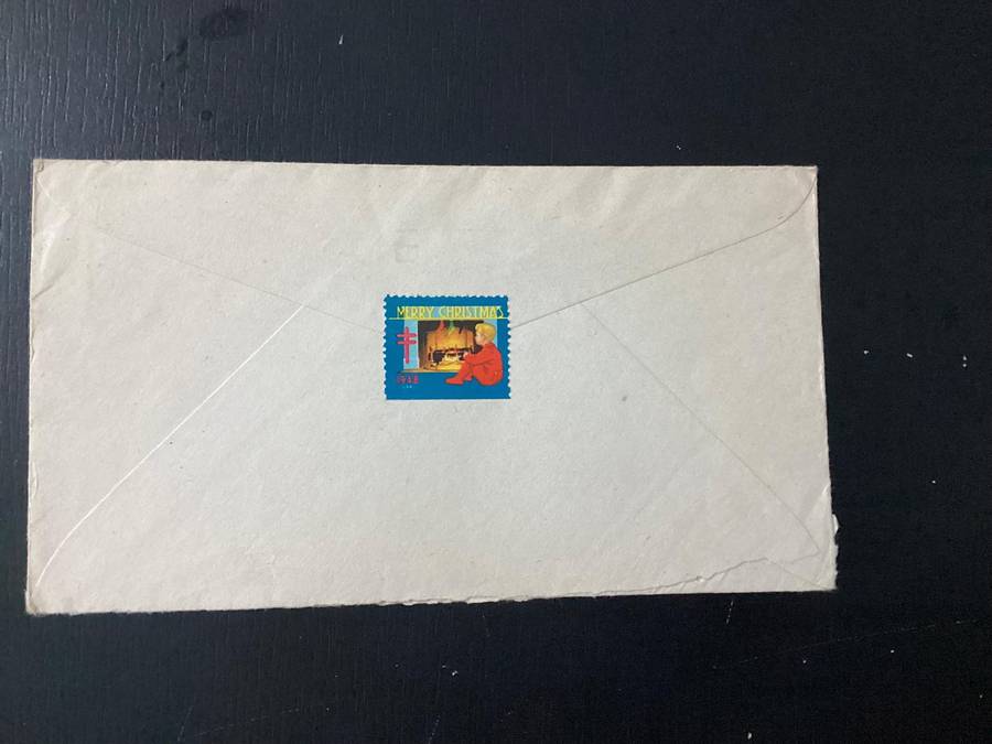 USA 1948 3c Stamp on Cover FDC Washington DC to Canada Merry Christmas Sticker
