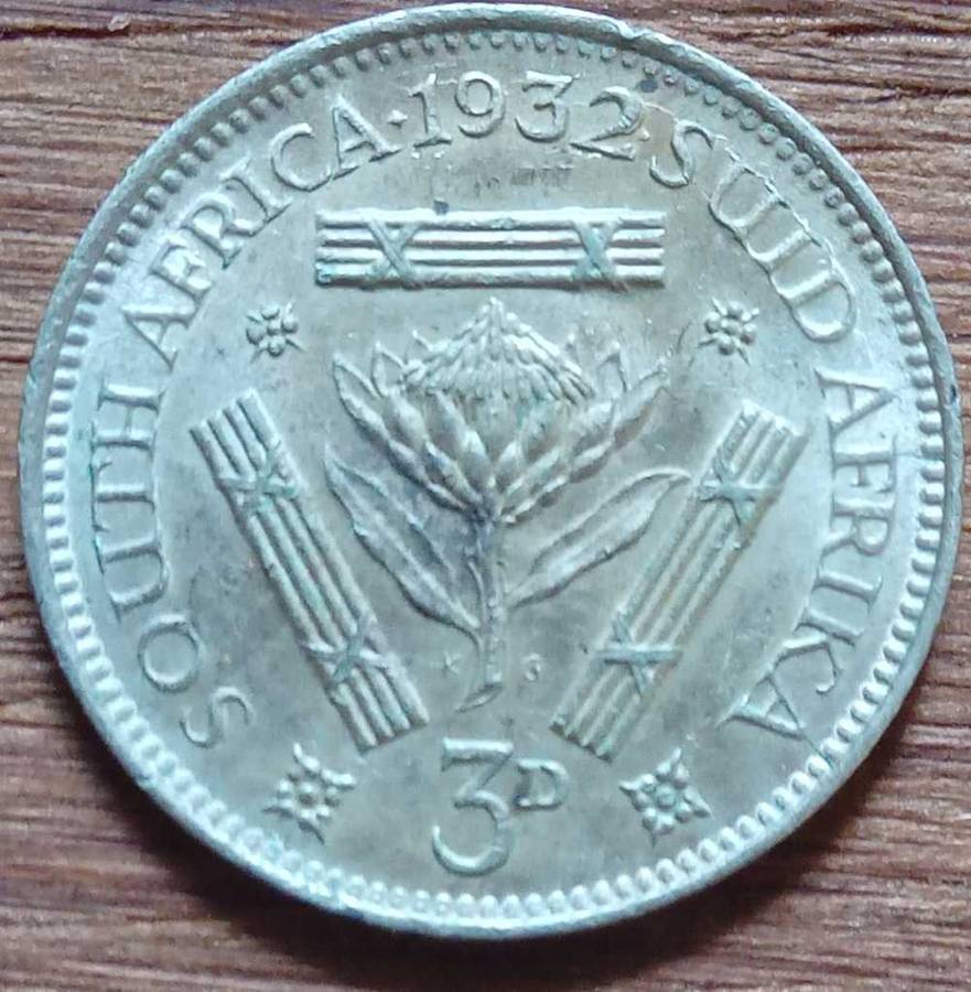 South African union 1932 3 pence