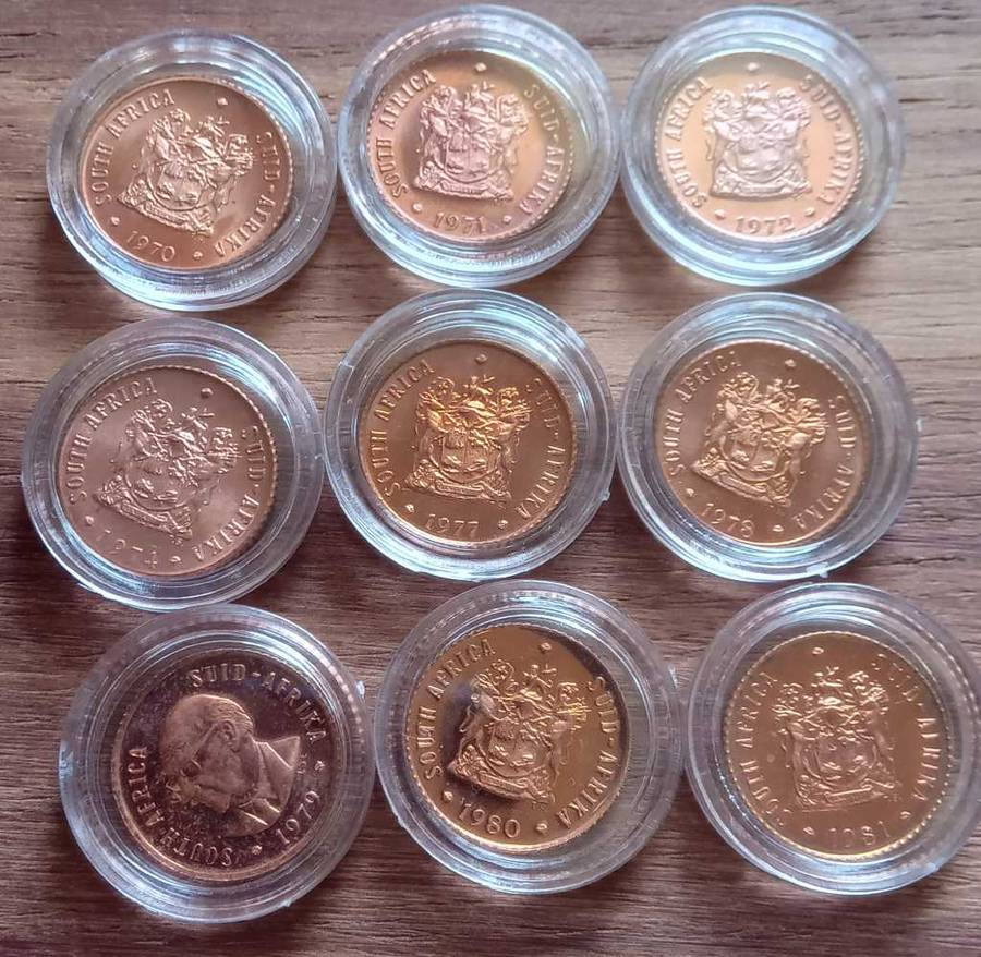 SOUTH AFRICAN HALF CENTS NOT FOR BUSINESS STRIKE 1970 71 72 74 77 78 79 80 81