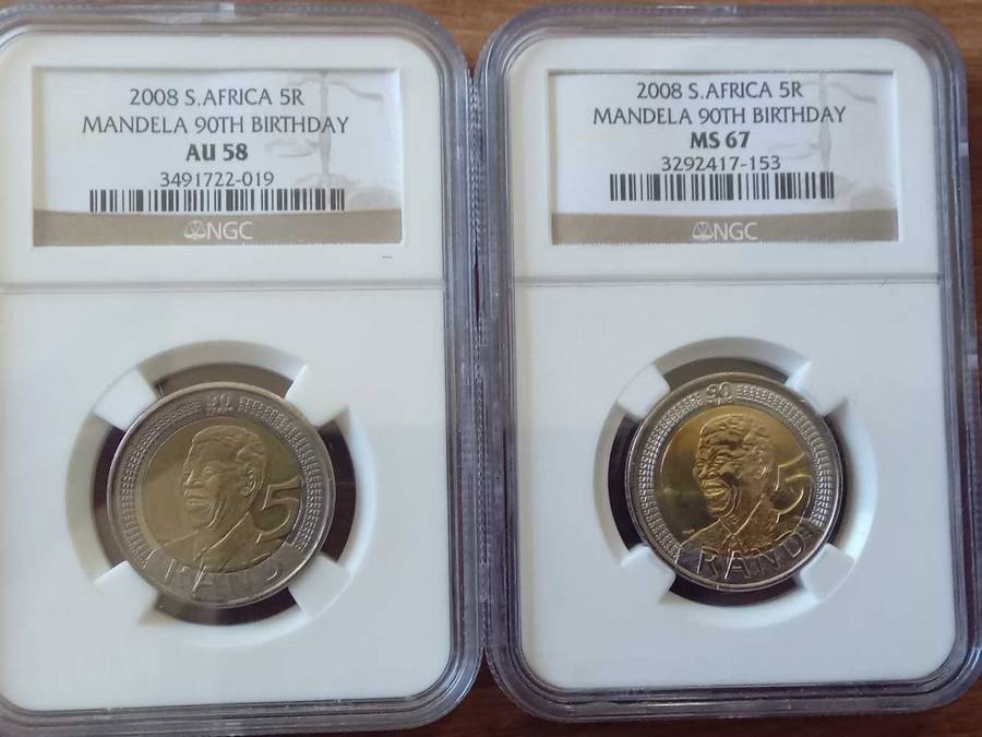 Nelson Mandela 90th birthday graded coins