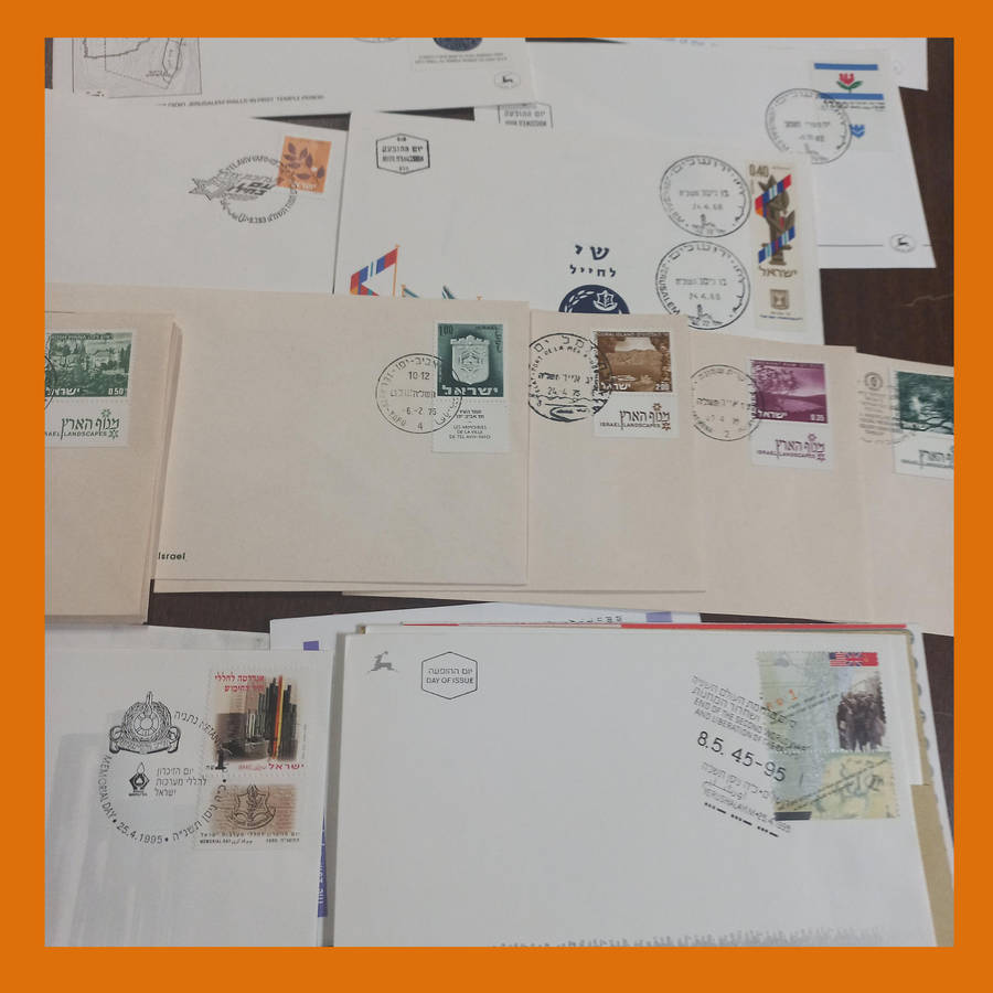Israel First Day Covers  Approx. 80 Items from 1980s with Bulletins (620g)