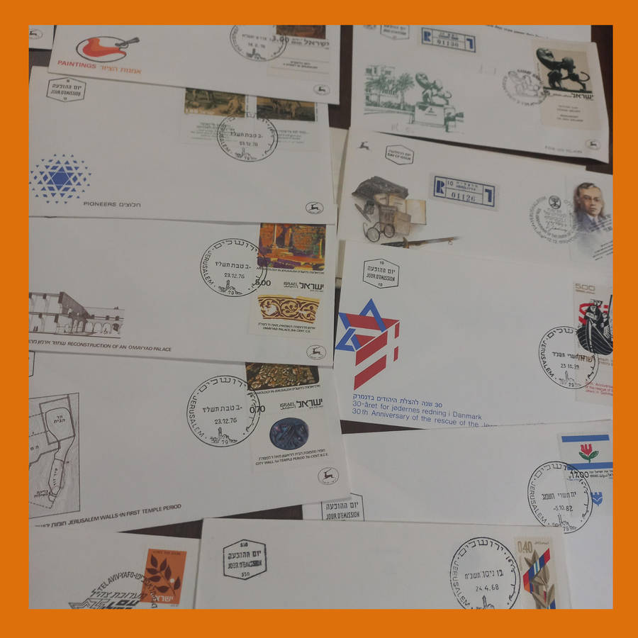 Israel First Day Covers  Approx. 80 Items from 1980s with Bulletins (620g)