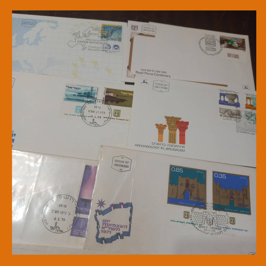 Israel First Day Covers  Approx. 80 Items from 1980s with Bulletins (620g)