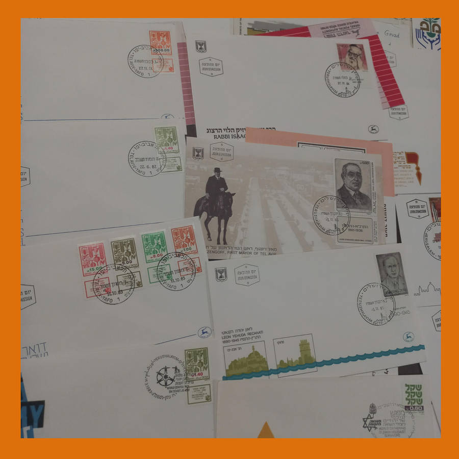 Israel First Day Covers  Approx. 80 Items from 1980s with Bulletins (620g)