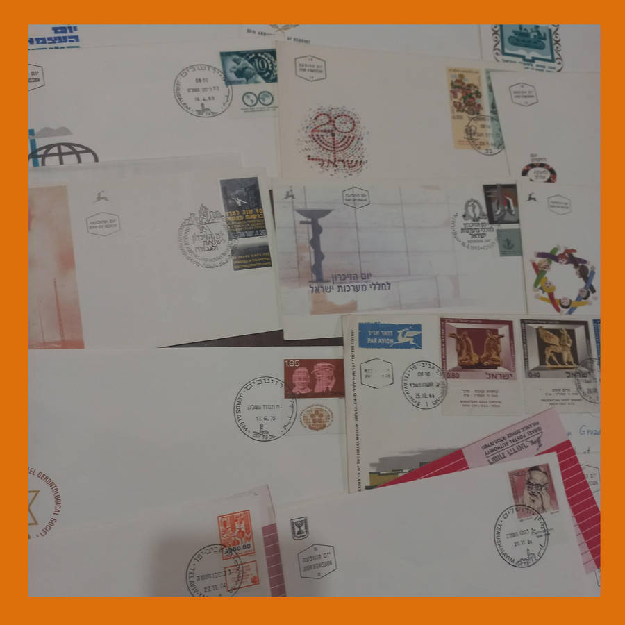 Israel First Day Covers  Approx. 80 Items from 1980s with Bulletins (620g)