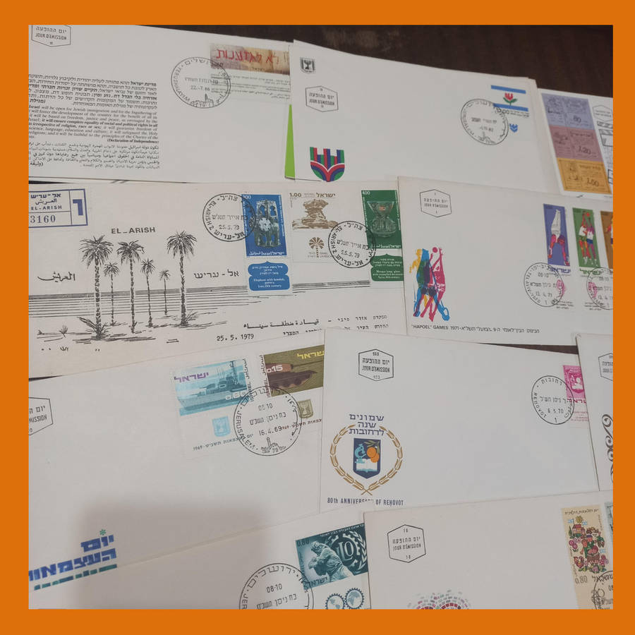 Israel First Day Covers  Approx. 80 Items from 1980s with Bulletins (620g)