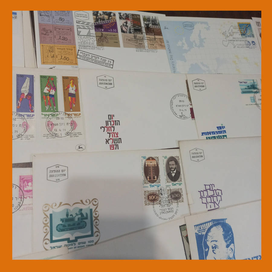 Israel First Day Covers  Approx. 80 Items from 1980s with Bulletins (620g)
