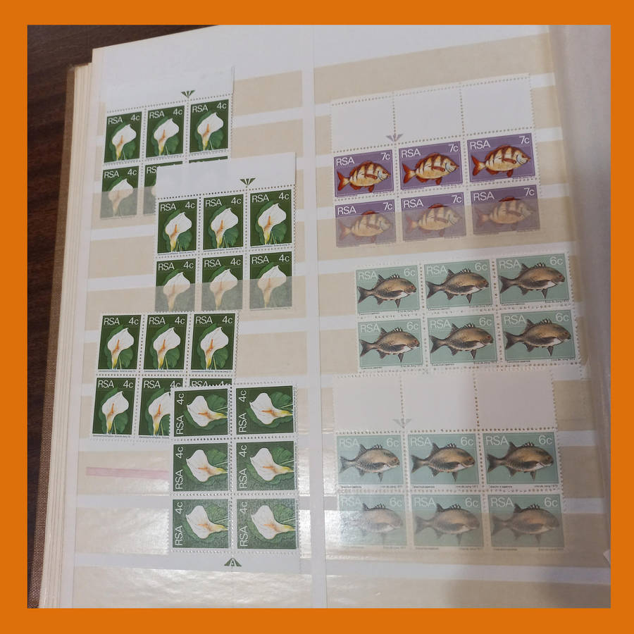 RSA 2nd Definitive (Flowers, Fish, Birds) 25 double-sided page album featuring control, arrow blocks