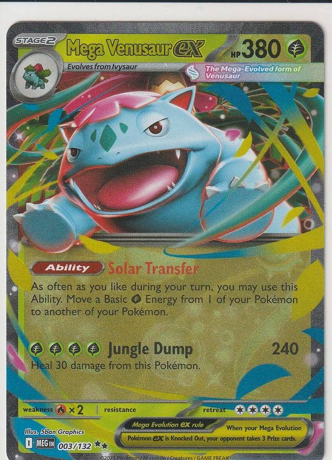 Mega Venusaur ex 003/132 Standard Set Foil Double Rare HOLOFOIL Pokemon Mega Evolution English Grass