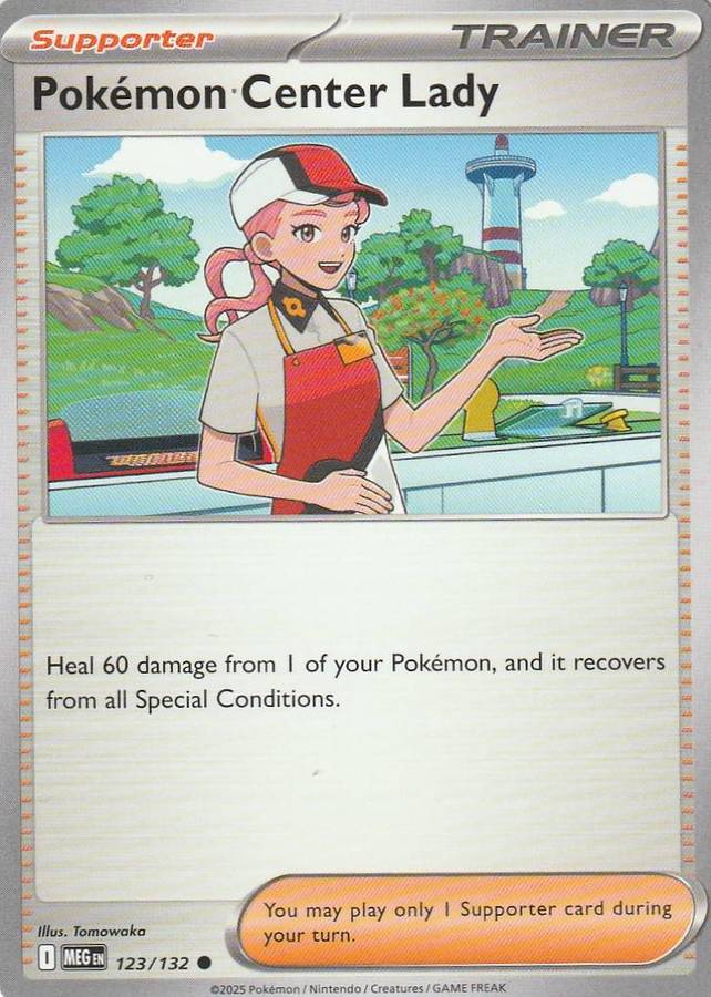 Pokmon Center Lady 123/132 Common Pokemon Mega Evolution English Trainer Supporter