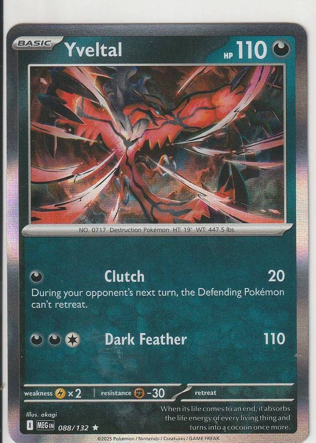 Yveltal 088/132 Standard Set Foil Rare Pokemon Mega Evolution English Dark