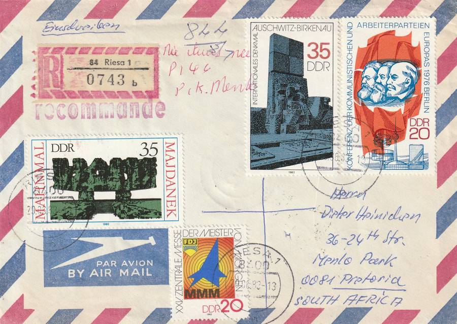 Germany DDR Cover Einschreiben Registered - 1980 1981 - Maidenek Anti-Fascist Dimitrov Bulgaria Aus