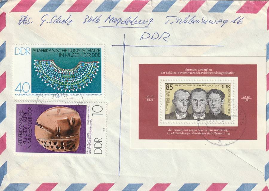 Germany DDR Cover Einschreiben Registered - 1978 1982 - Egyptian museums African Art Schulze Boysen