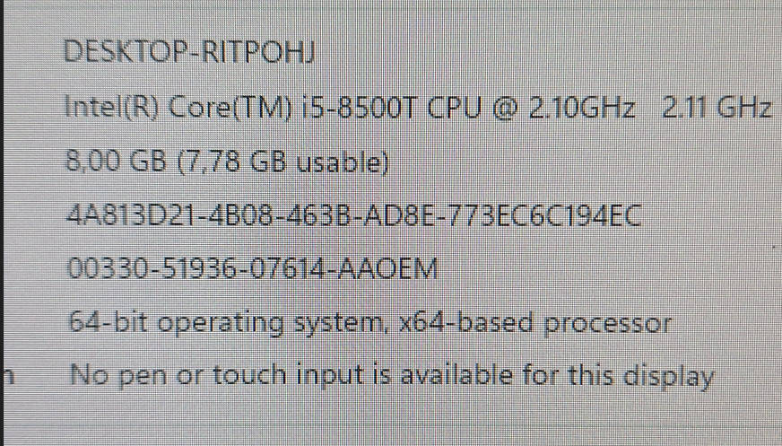 HP EliteDesk 8th Gen i5 8GB DDR4 RAM 256GB M.2 Gen3 SSD