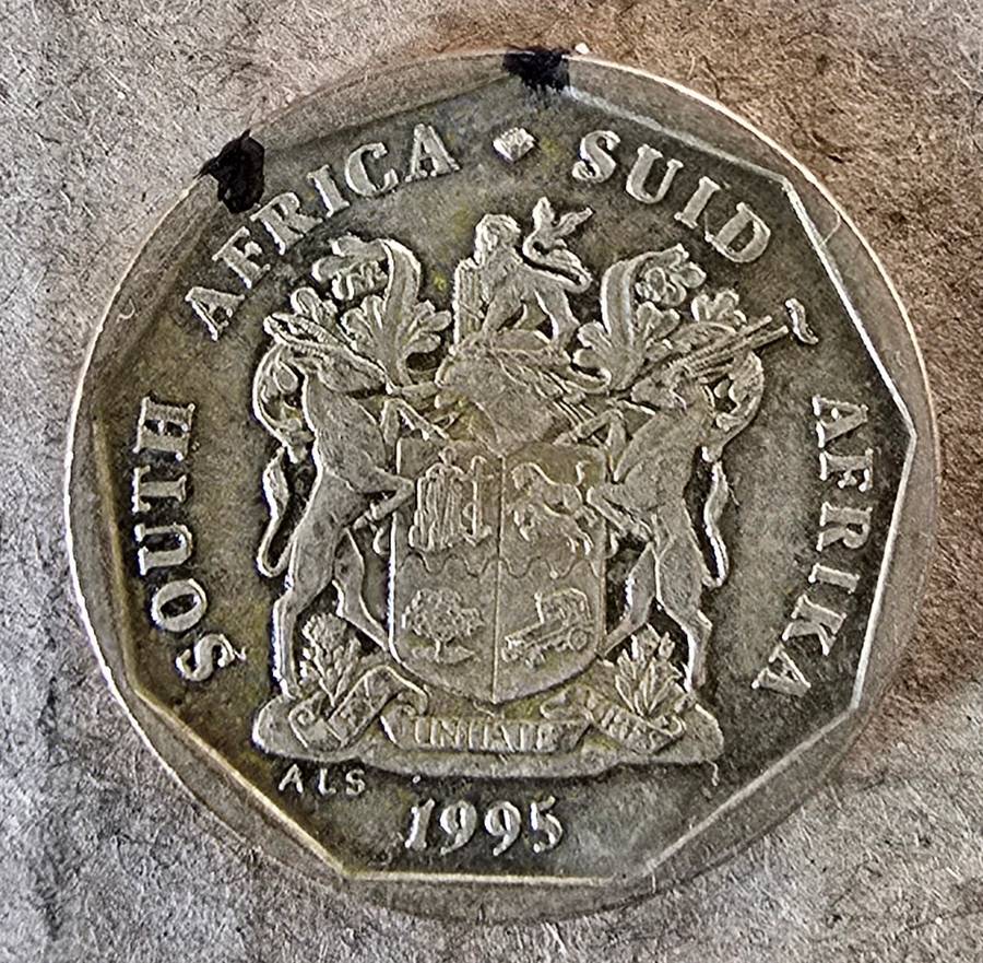 1995 South Africa 20c ~ Error ~ Slightly Rotated Die ~Old COA