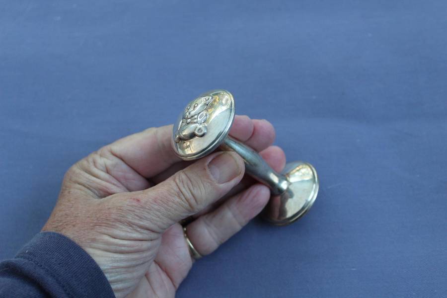 Sterling Silver Victorian baby's rattle - excellent!