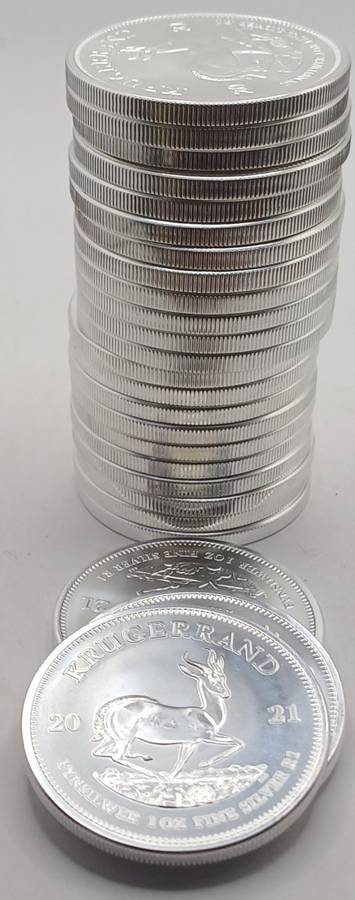 25x2021 Silver Kruger Rands 1oz .999 Silver Bid per coin