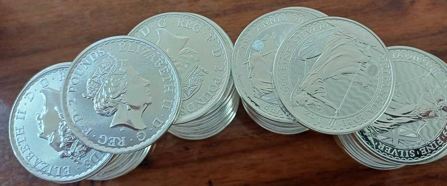50x2021 1oz .999 silver 2012 2Pounds bid per coin