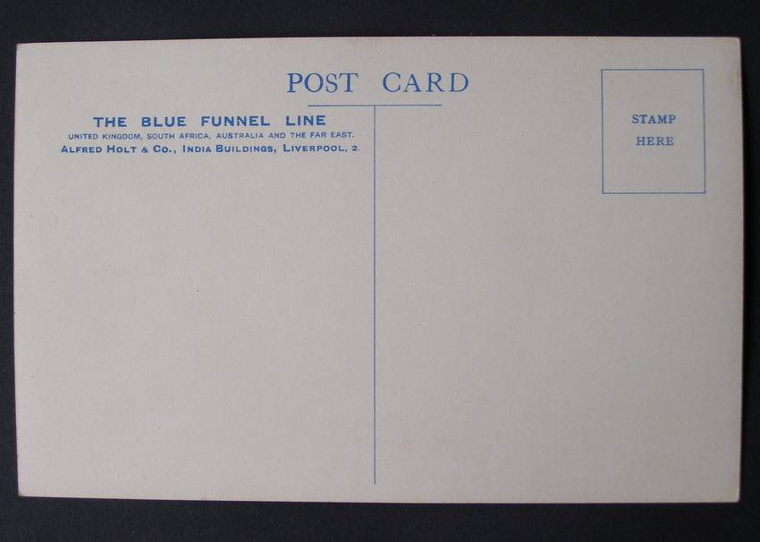 Blue Funnel Line POSTCARD - M.V. Ajax //Ships