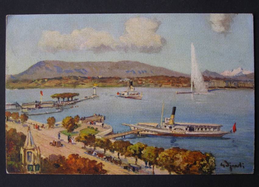 Swiss Artistic POSTCARD - Lake Geneva 1937