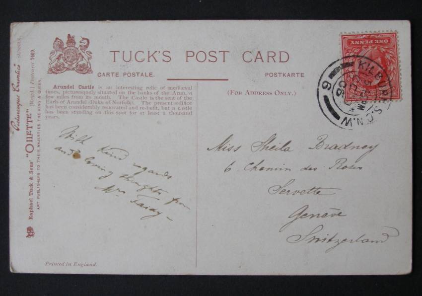 Tuck's Oilette POSTCARD - Arundel Castle, Sussex 1906