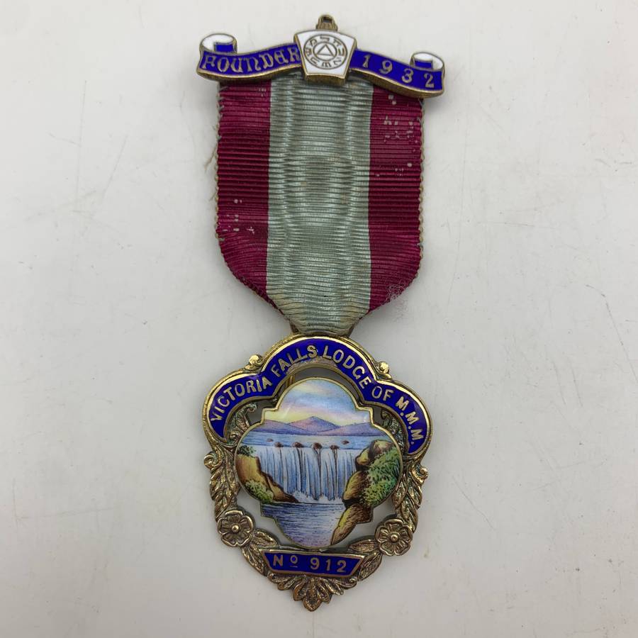 Rhodesia - Silver & Enamel 'Victoria Falls' Masonic Medal (1932)