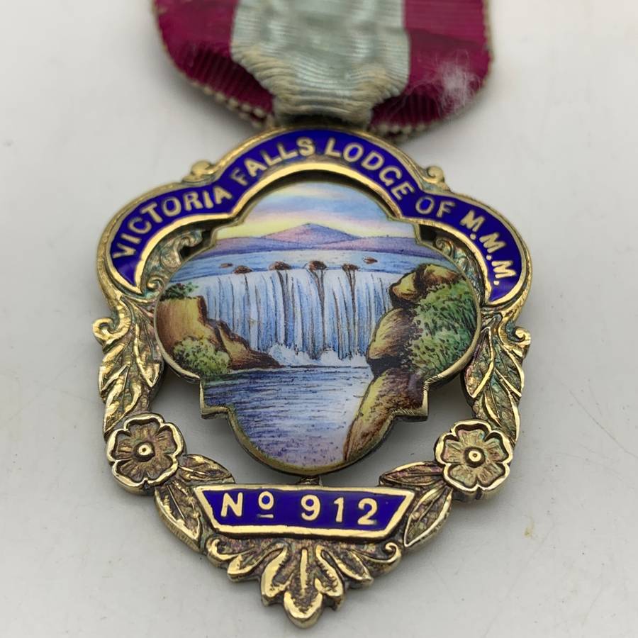 Rhodesia - Silver & Enamel 'Victoria Falls' Masonic Medal (1932)