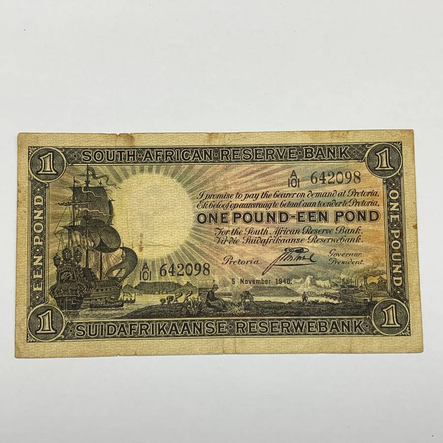 SA  'J. Postmus' 1940  One Pound A101 Bank Note (F-VG)