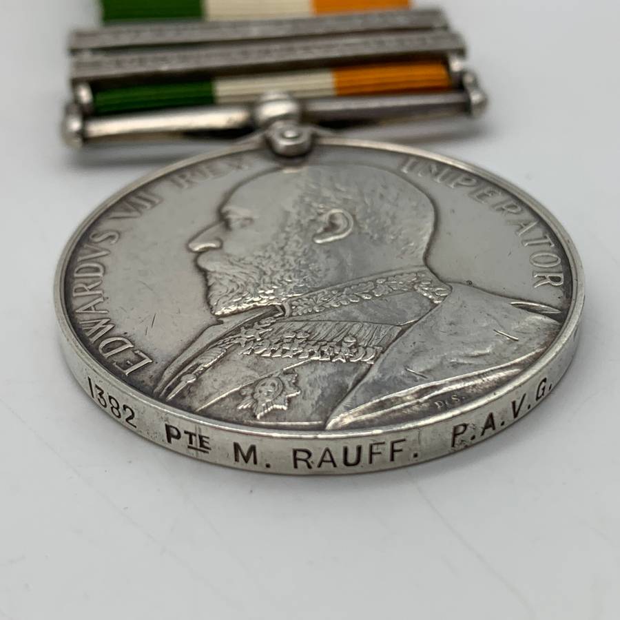 Boer War - QSA & KSA Medals to 'PTE. M. Rauff' (P.A.V.G.)