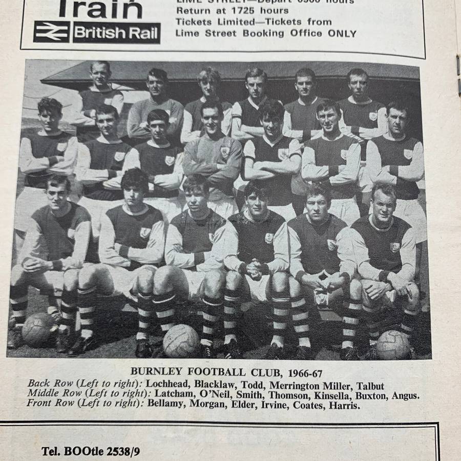 Soccer  '1966 Liverpool vs Burnley' Official Programme