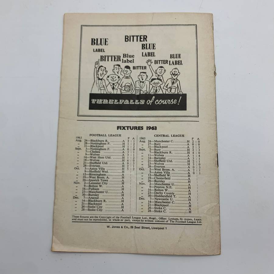 Soccer  '1963 Liverpool vs Sheffield Wednesday' Official Programme