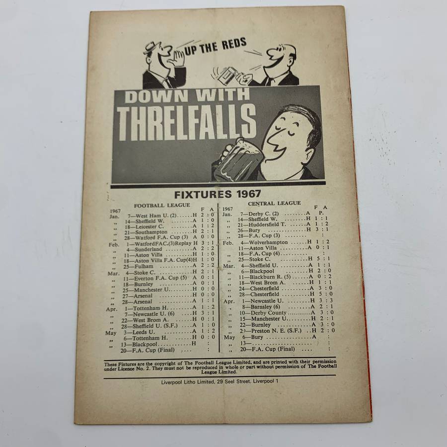 Soccer  1967 'Liverpool vs Blackpool' Official Programme