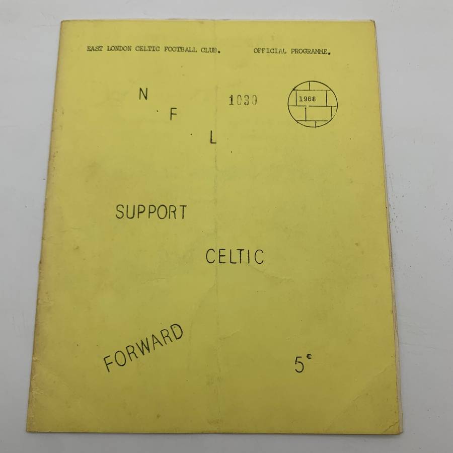 Soccer  '1968 East London Celtic vs Powerlines' Official Programme