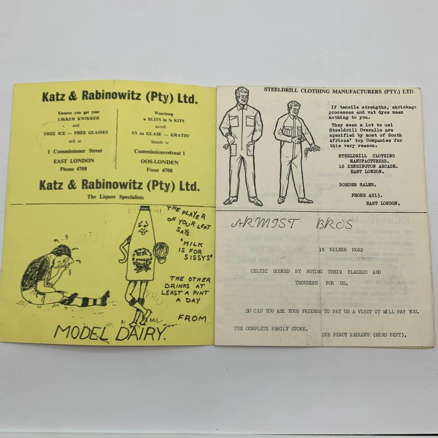 Soccer  '1968 East London Celtic vs Powerlines' Official Programme