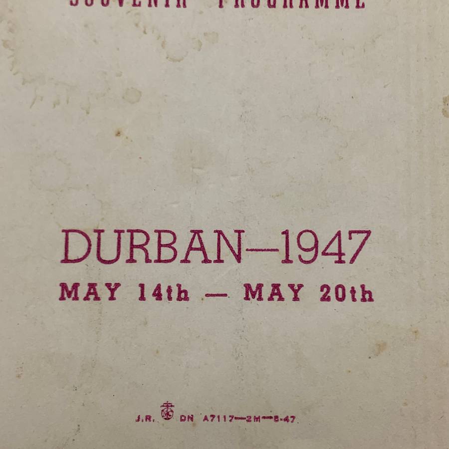 Soccer  1947 Durban 'Goldberg Cup' Official Programme