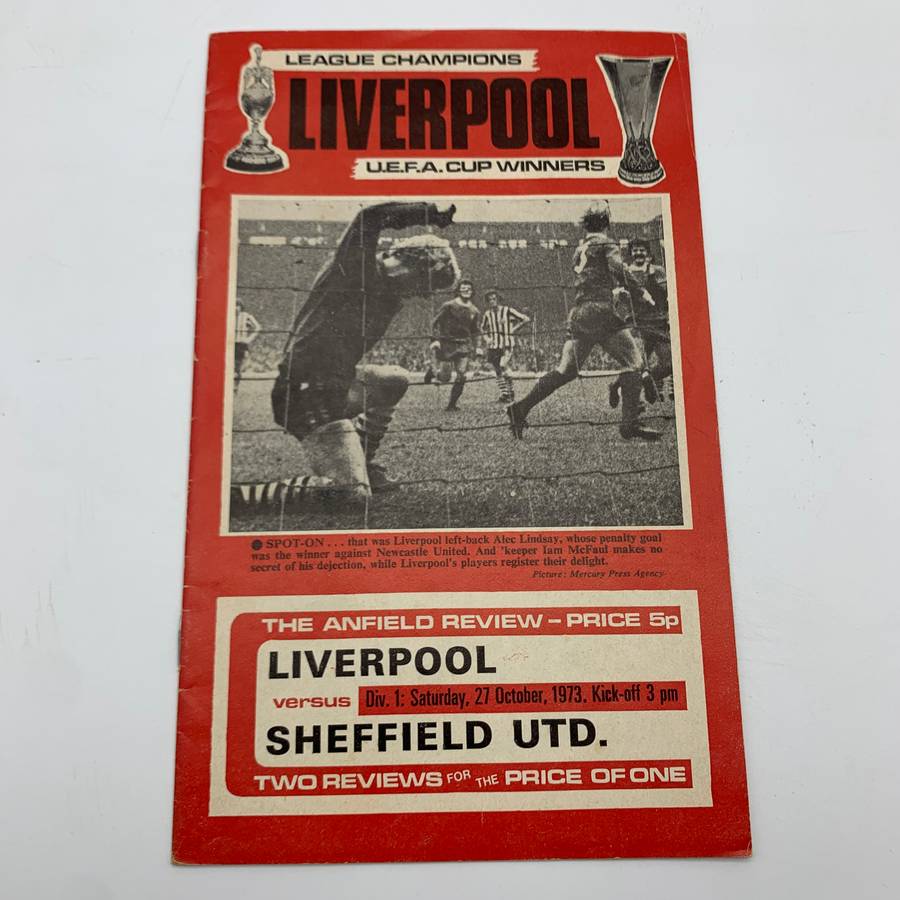 Soccer  '1973 Liverpool vs Sheffield United' Official Programme