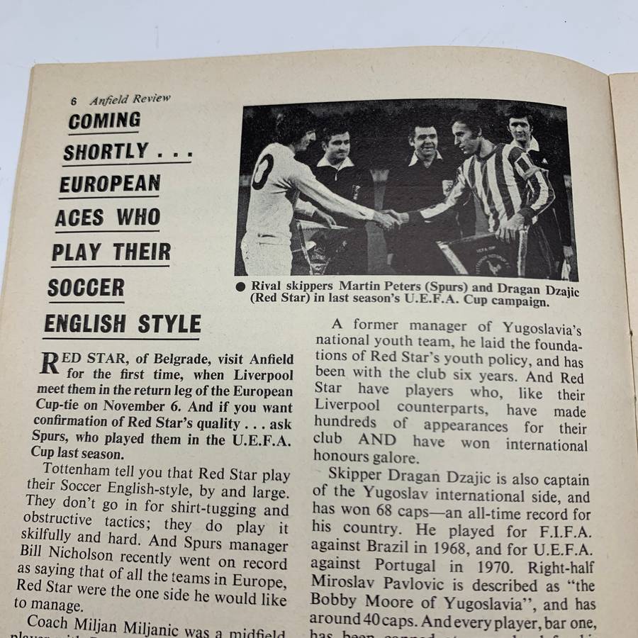 Soccer  '1973 Liverpool vs Sheffield United' Official Programme
