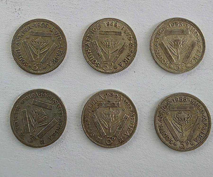 Mixed Lot of South African Union 3D - Silver Tickey