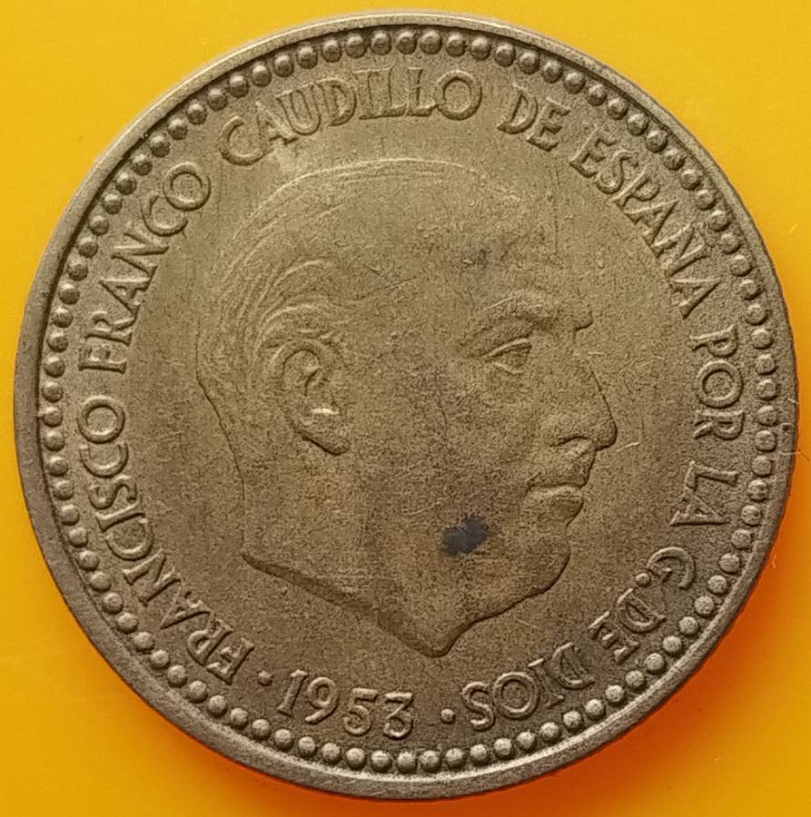 1953        Una Peseta  Coin       Spain         SUN17358~