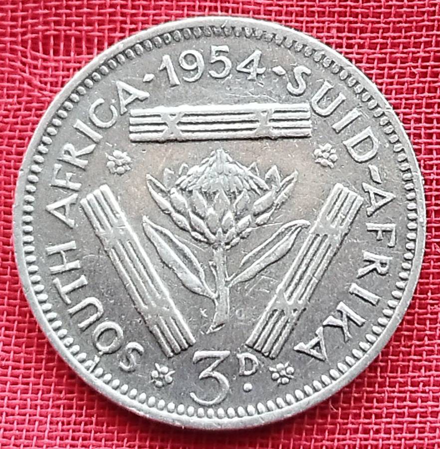 1954  Threepence Coin   ( SILVER   50% )             SUN15464~