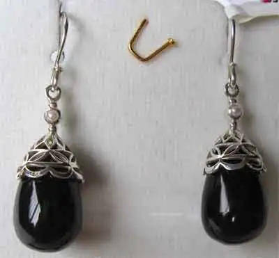 Sterling Silver Black Onyx and Pearls Earrings