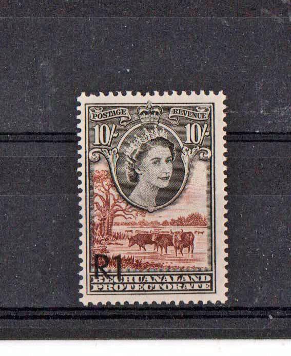 BECHUANALAND 1961 QEII-R1 SURCHARGE ON 10 SHILLING,BOTTOM LEFT CNR-FINE LMM-CV R1000.00-SACC 163A
