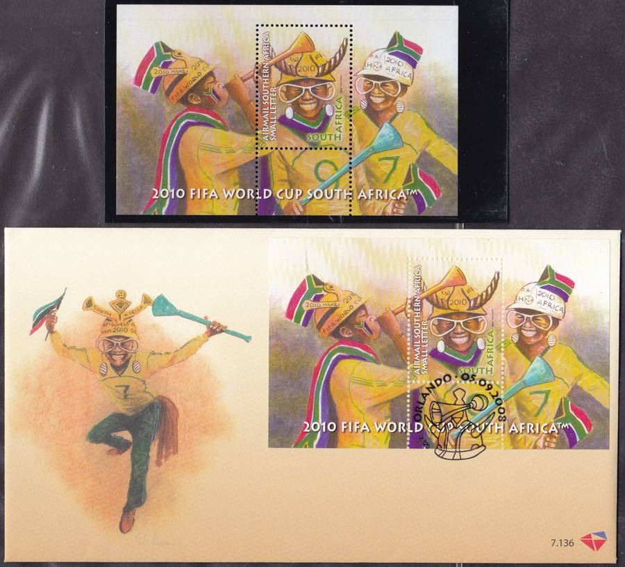 RSA - 2010 FIFA WORLD CUP SOUTH AFRICA, FDC 7.136 WITH U/M MINISHEET - ALL FINE