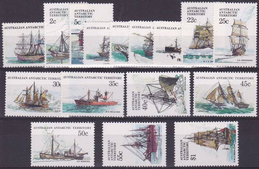 AUSTRALIAN ANTARCTIC TERRITORY - 1979 SHIPS, FULL SET OF SINGLES TO 1 DOLLAR - FINE U/M