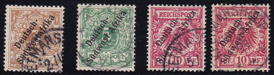 GERMAN SWA - 1897 OVERPRINTED + 1898 SINGLES, ALL FINE USED - CV:R1100