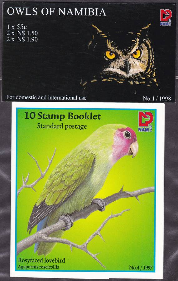 NAMIBIA - 2 X VERY NICE BOOKLETS, LOVE BIRDS + OWLS - FINE U/M