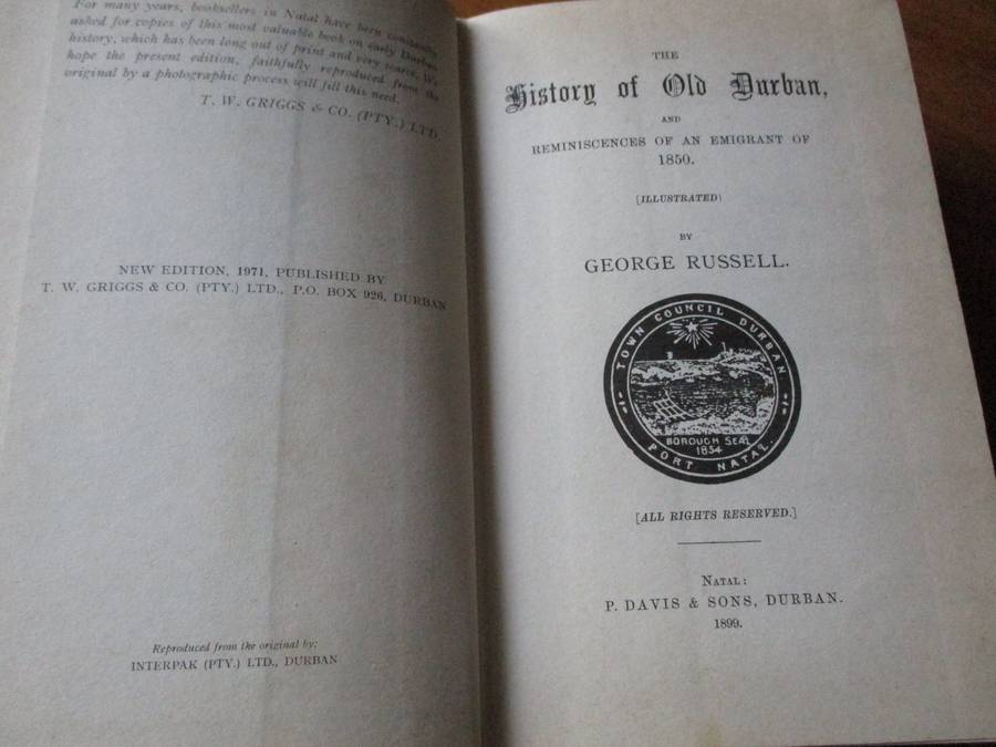 History of old Durban Reminiscence of an Emigrant of 1850 by George Russell